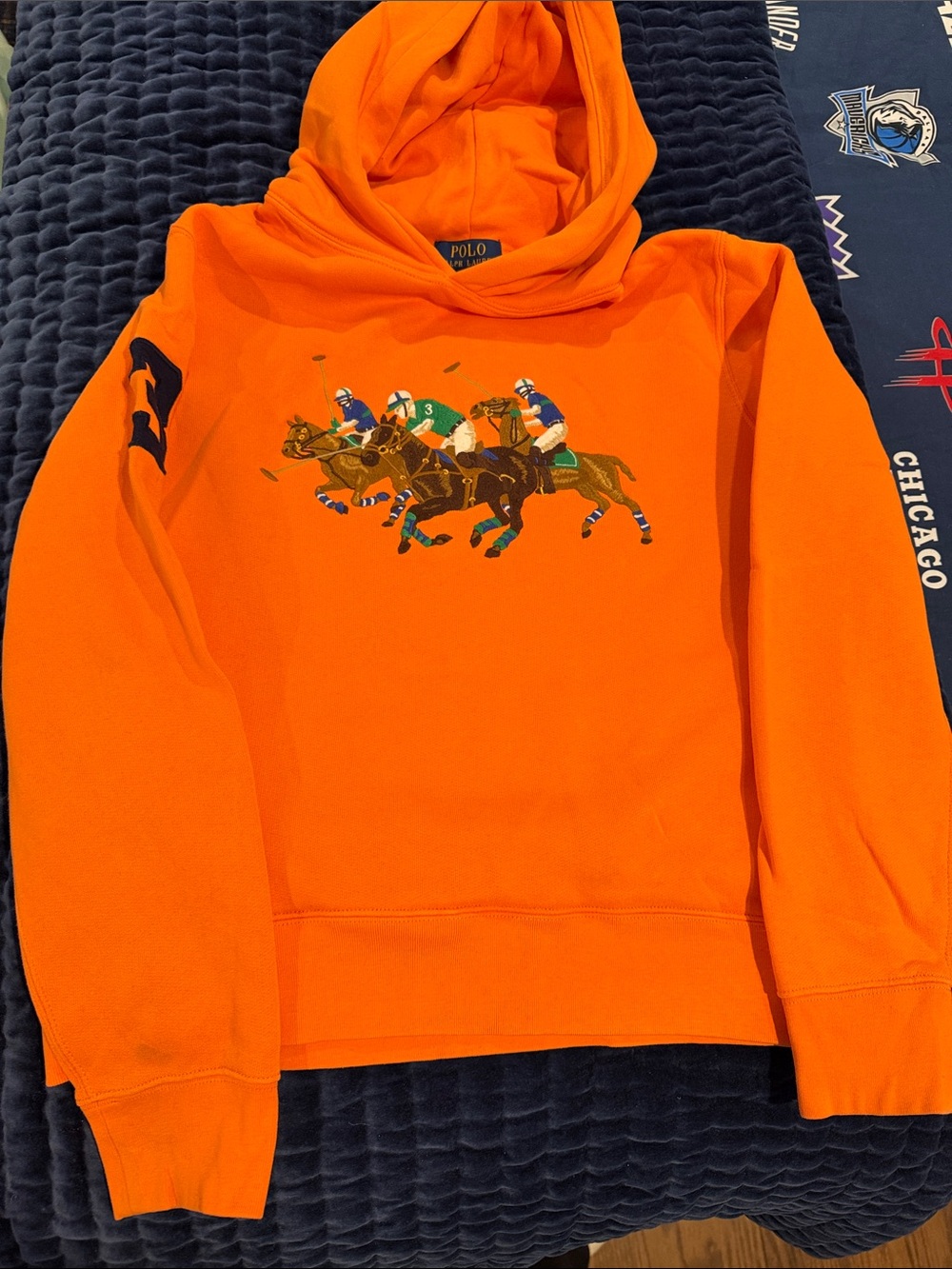 Polo by Ralph Lauren Orange Crewneck Sweatshirt with Polo Player Graphic Kids